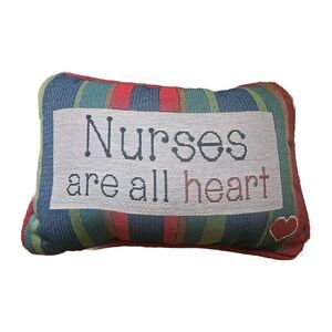 Nurse Decorative Tapestry Throw Pillow Nurses are all Heart Striped RN CNA Gift